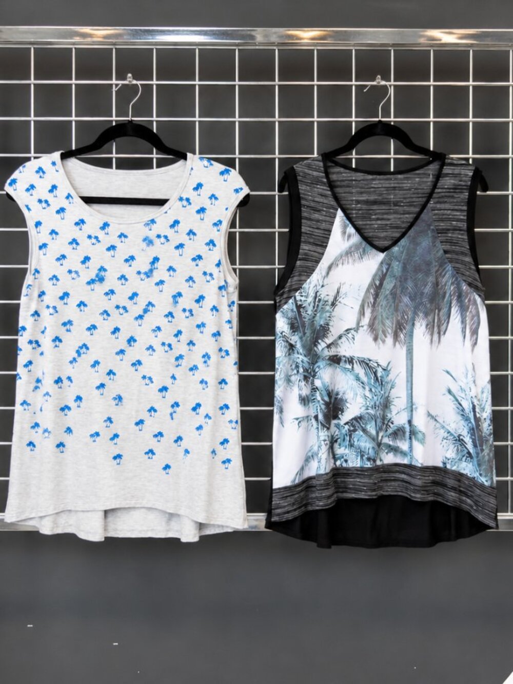 Women's 2-Piece Sleeveless Tops – Blue Palm Tree & Tropical Print Bundle
